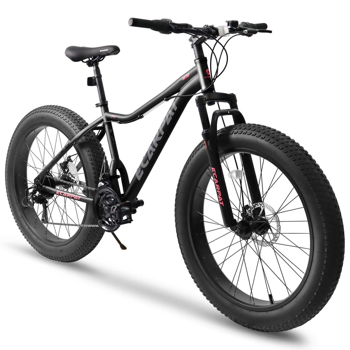 POVANLI 26"Fat Tires Mountain Bike,4-Inch Wide Wheel, 21-Speed Disc Brakes,Mens Womens Trail Beach Snow Commuter City Mountain Bike, Carbon Steel Frame Front Fork Bicycles
