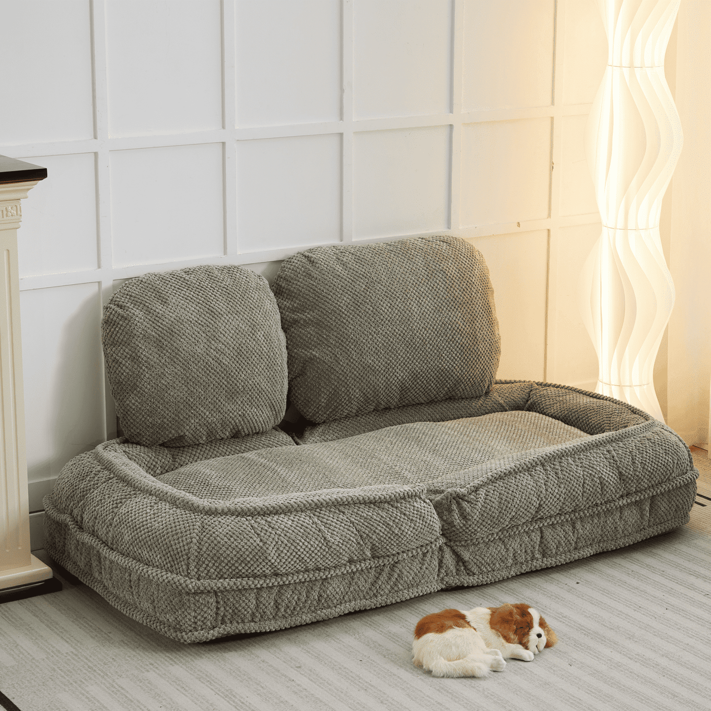 GAKMCIL Human Dog Bed for Adult & Pets, Convertible Lazy Sofa, 5 Adjustable Position with 2 Soft Pillows, sit, sleep, fold for bedroom, living room, office, Space Saving Design, Dog gift (Green)