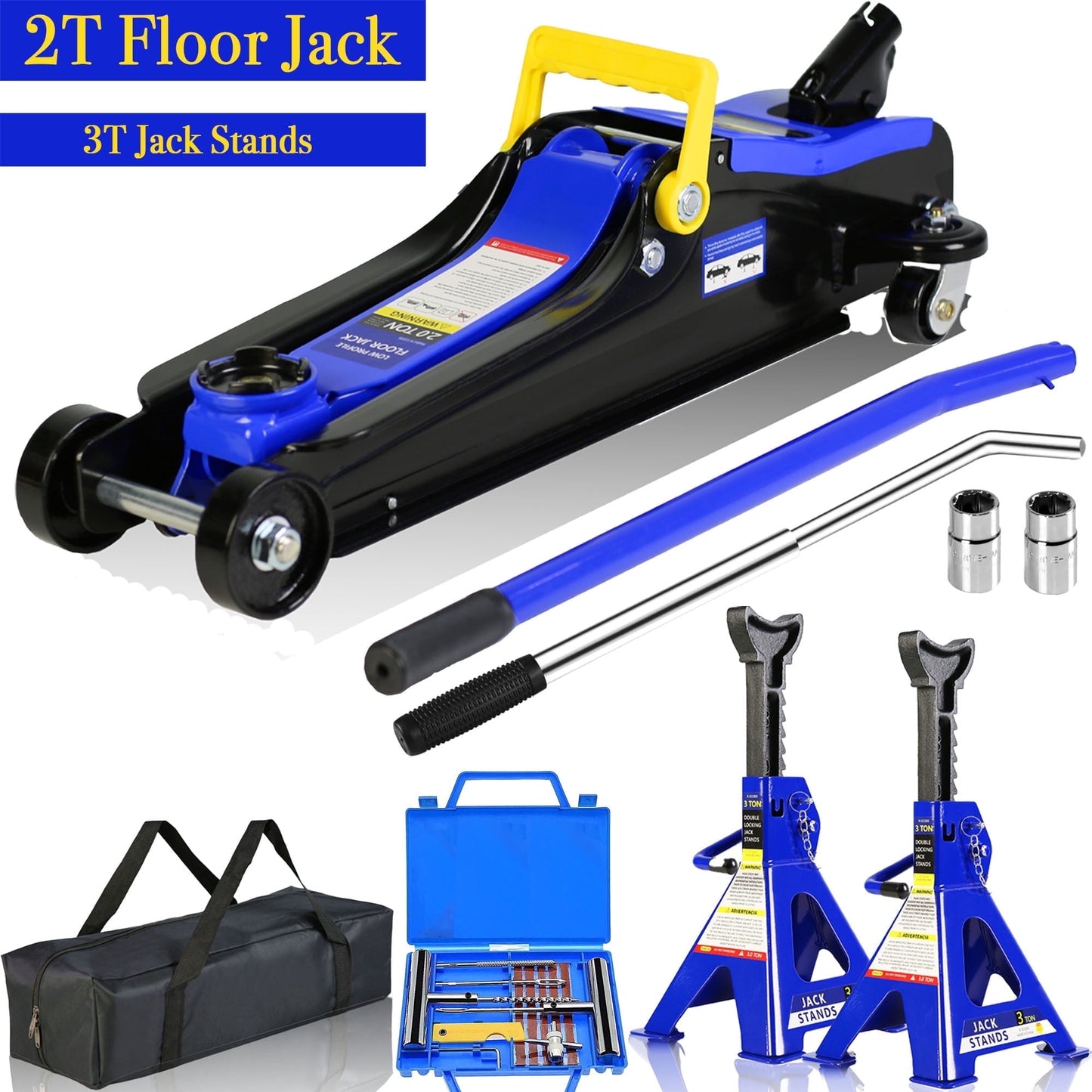 POVANLI Adjustable Height Floor Jack, 29.57x 14.17 x 6.38 in, 47.9 lb