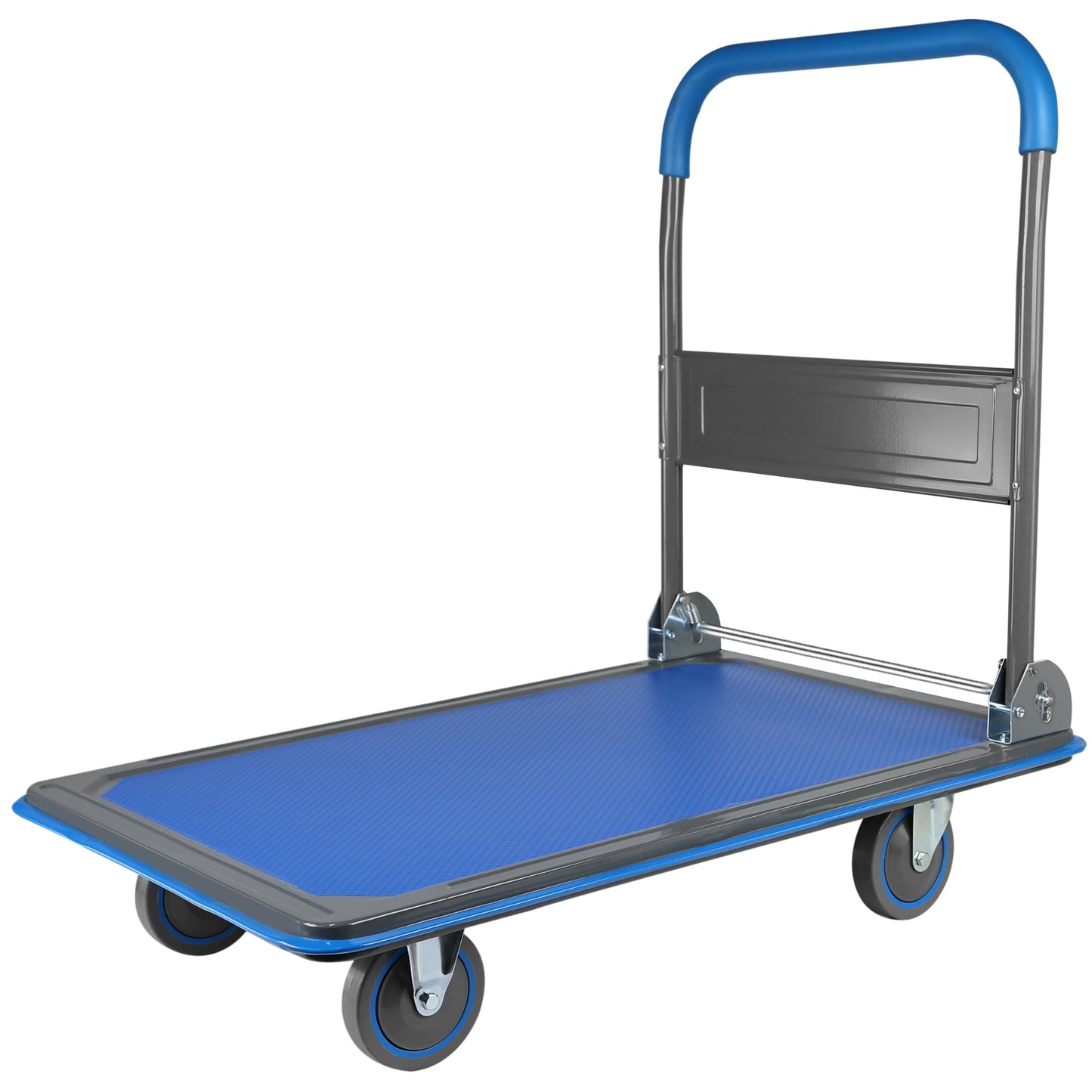 POVANLI Foldable Platform Truck, Push Dolly 660 LBS Weight Capacity, 360 Rolling, Folding Hand Truck for Luggage, Travel, Office, House (Blue) (35.4" x 24" x 34.6")