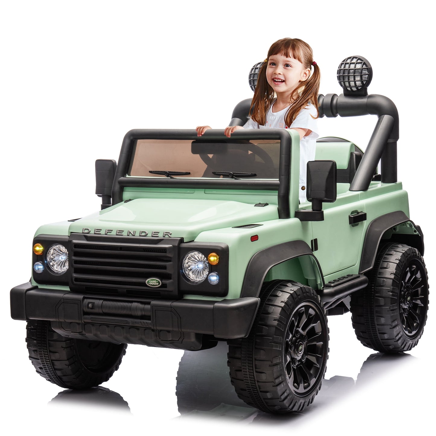 POVANLI Land Rover Defender 90,24V Kids Electric Vehicles Ride on XXL Car W/Parents Control,2wd,Slow start,Two driving modes,3 Speeds,Power display,Bluetooth,USB,MP3,for Children Ages 3-7,Gift(Green)