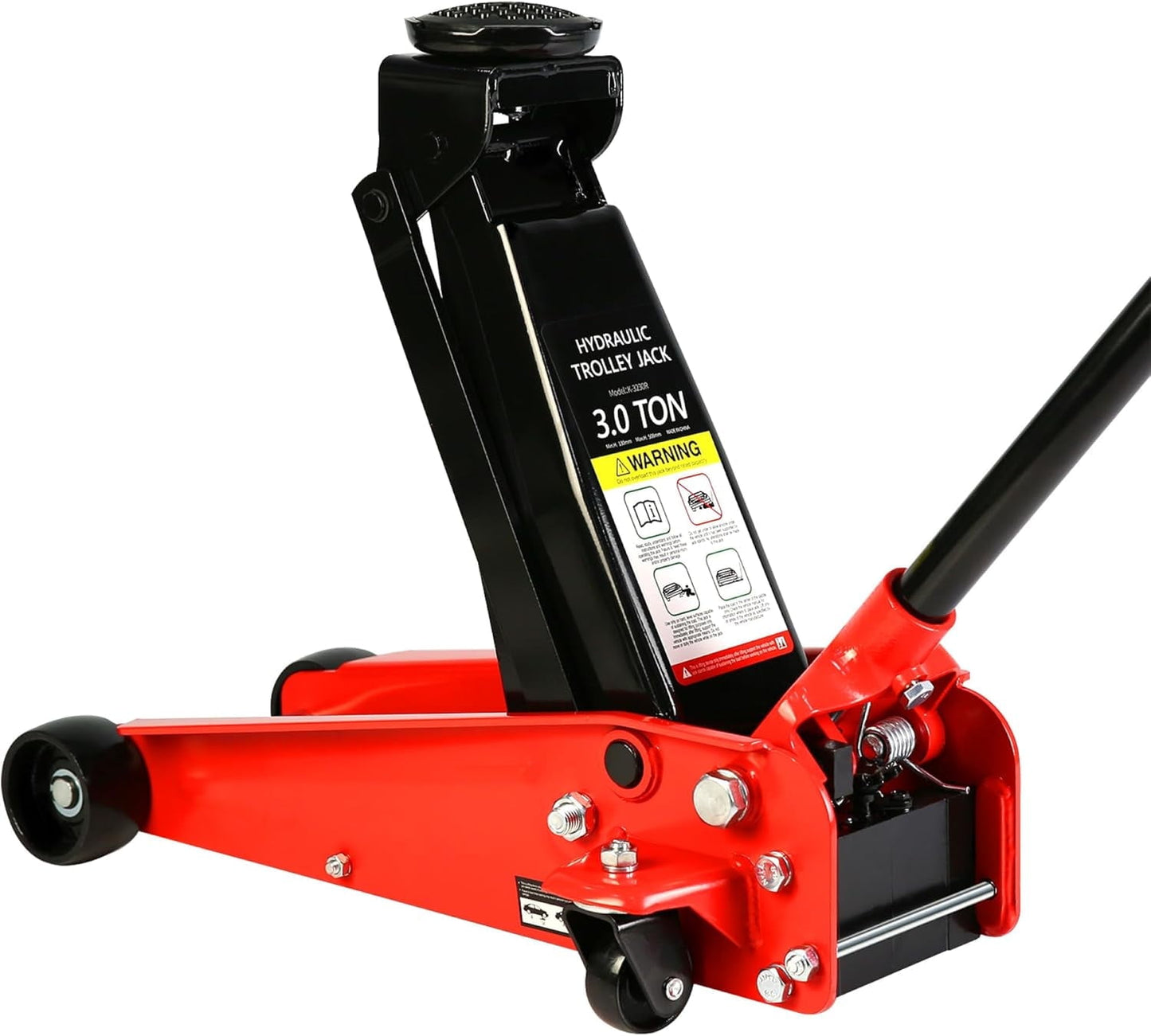 POVANLI 3 Ton (6600 lb) Low Profile Floor Jack,Professional Low Profile Hydraulic Jack, Heavy Duty Steel Racing Floor Jack with Single Piston Quick Lift Pump,Lift Range 5.1"-20" Black Red