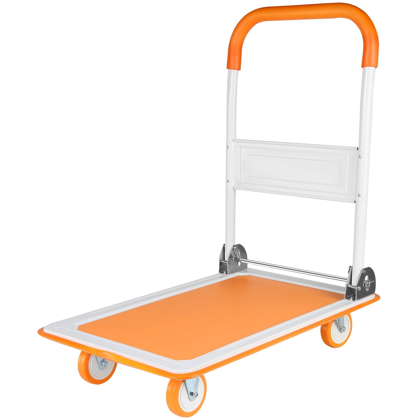 POVANLI Foldable Platform Truck, Push Dolly 330 LBS Weight Capacity, 360 Rolling, Folding Hand Truck for Luggage, Travel, Office, House (Orang and Black) (28.7" x 19" x 32.5")