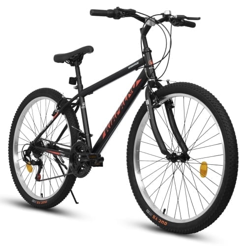 POVANLI 24" Mountain Bike,21-Speed Dual V-Brake Mountain Bike,Ergonomic High-Carbon steel Frame Black