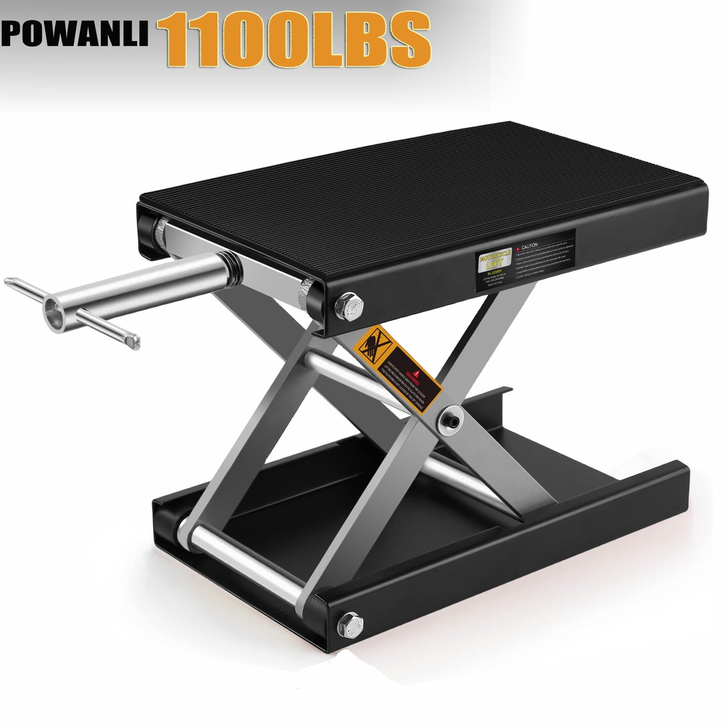 POWANLI 1100lbs Motorcycle Lift, Motorcycle Jack with 16.5" Wide Deck, Motorcycle Scissor Lift Jack with Socket Handle Safety Bar, Motorcycle Stand for Dirt Bike Touring Cruiser