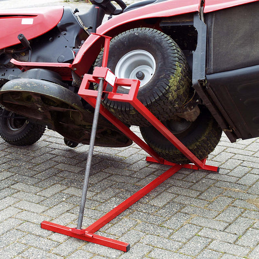 POVANLI Easy Lawn Mower Lift for Riding Tractors , 800 Lbs Capacity Lawn Tractor Lifter, Ride-on Mower, Cleaning Aid, Universal, Garden Lawn Tractor Lift, Lawn Tractor + 45° Tilt Adjustable, Red