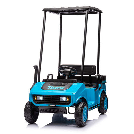 POVANLI 2 Seater 24V Kids Ride on Electric Car W/Parents Remote Control,Dual-Motor Drive,Slow Start,Removable Canopy,Rear Storage Box,LED Lights,MP3,USB,Bluetooth for Children Aged 3-5,Gift(Blue)