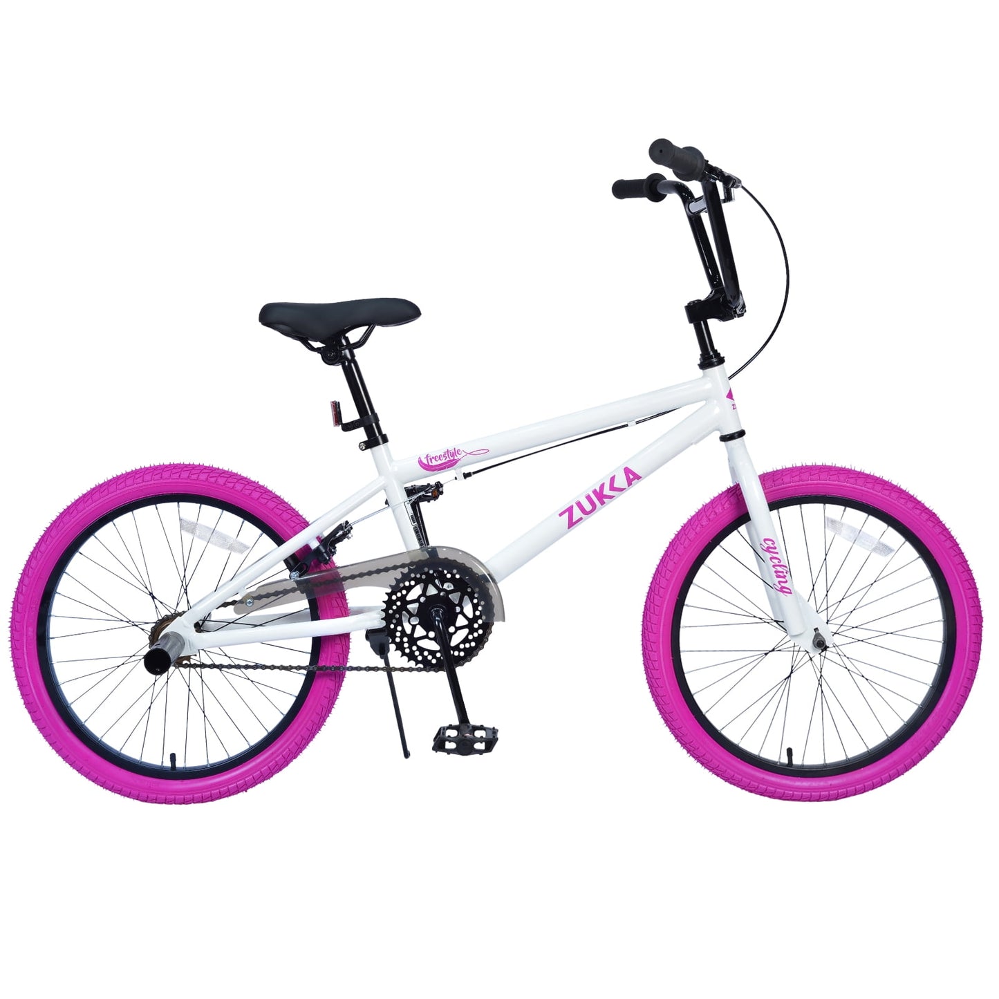 POVANLI 20 Inch BMX Bike for Men and Women, Steel Frame, Aluminum Alloy Rim, 40T Chainring, Anti-skid Pedals, Rear Caliper Brakes, Disc Brake, Gift (Yr 7-10) (White)