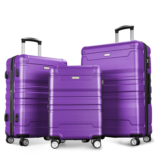 POWANLI 3Pcs Luggage Sets New Model Expandable ABS Hardshell,Luggage Hardside Lightweight Durable Suitcase sets Spinner Wheels Suitcase with TSA Lock 20''24''28''(purple)