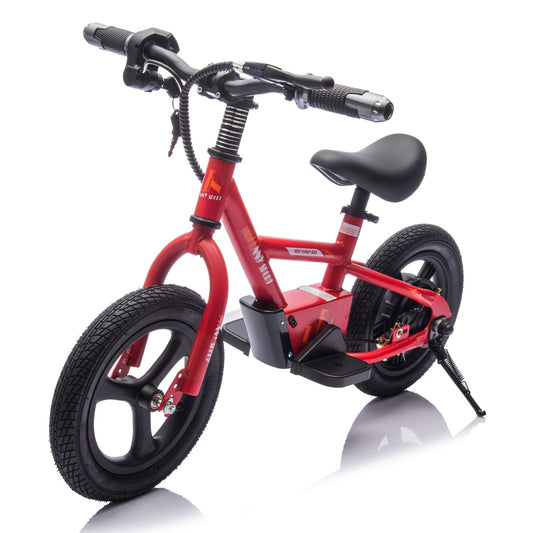 POVANLI 24V Kids Ride on Electric Toy Dirt Bike, 150W Electric Balance Bike with Key Start, Slow Start, Power Display, Adjustable Seat Height, Hand-Operated Brakes for 3+ Children Gift (Red)