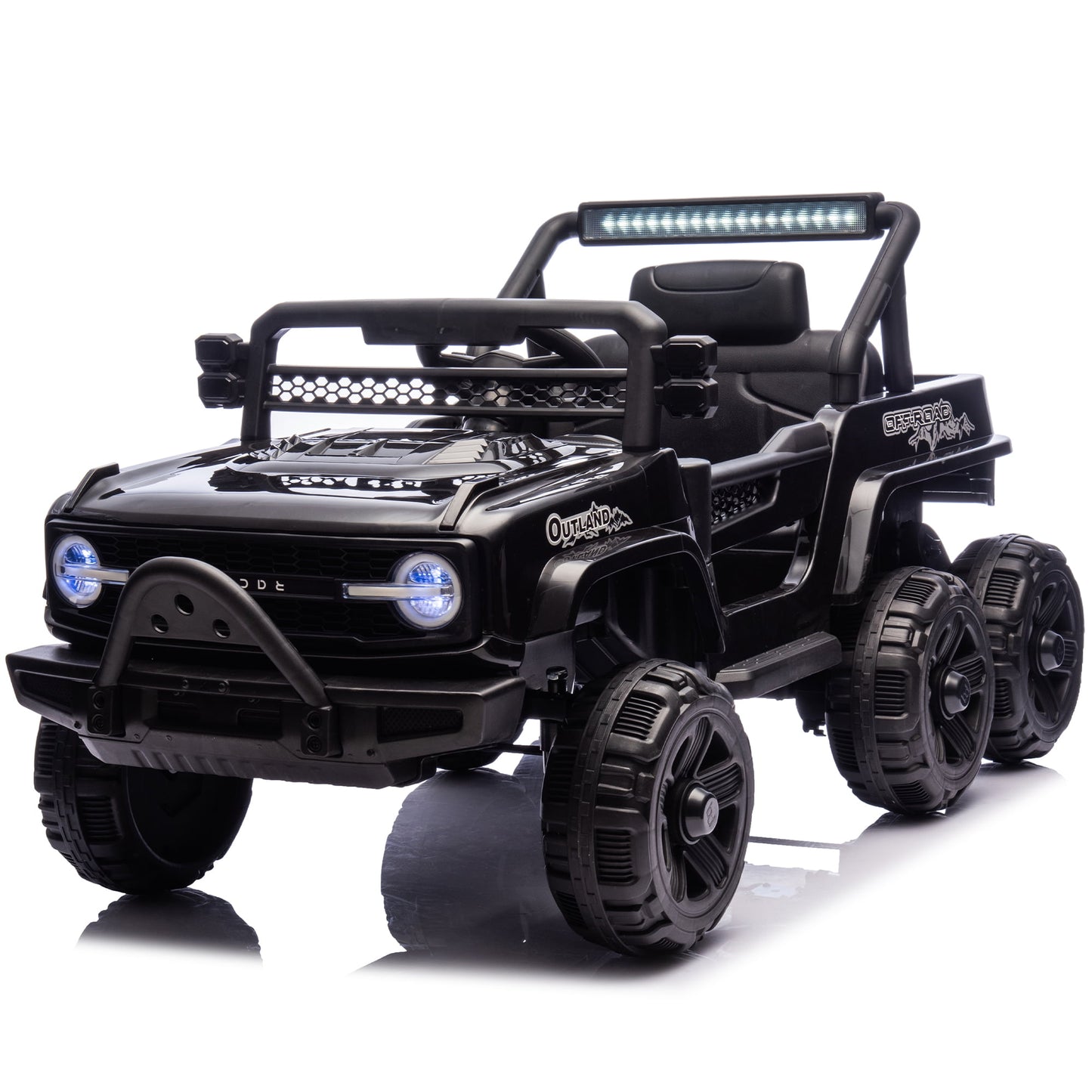 POVANLI Kids Ride On 6-Wheel Truck,12V electric truck with Parent Remote,Four Motor,Power display,Six-Wheel Suspension,LED Lights,Music&Bluetooth,USB,Slow start for Children Ages 3-5 (Black)