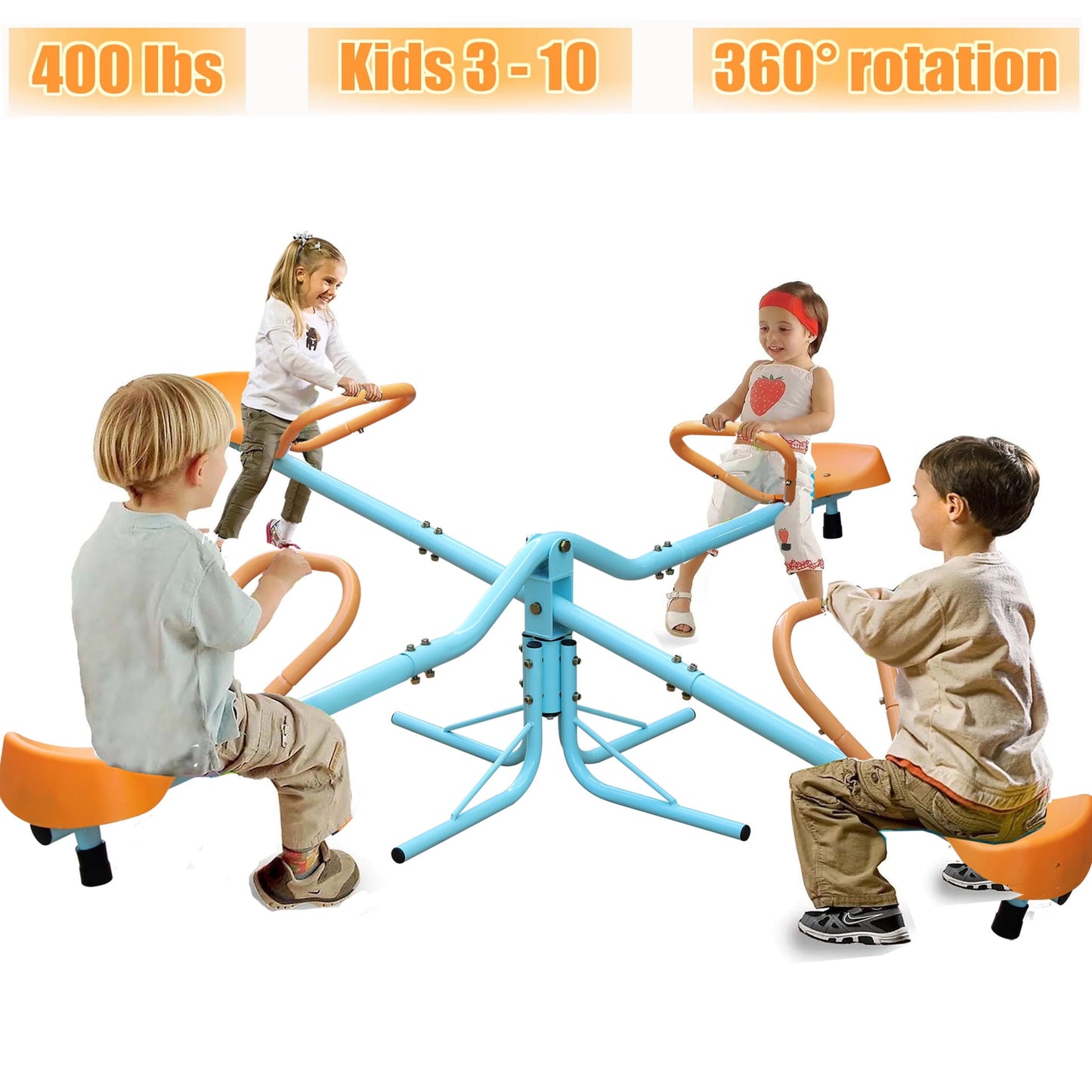 POWANLI 400lbs Kids Seesaw Teeter Totter Spinning Kids Outdoor Playground Equipment, Swiveling 360 Degrees Rotating for Kids 3-10