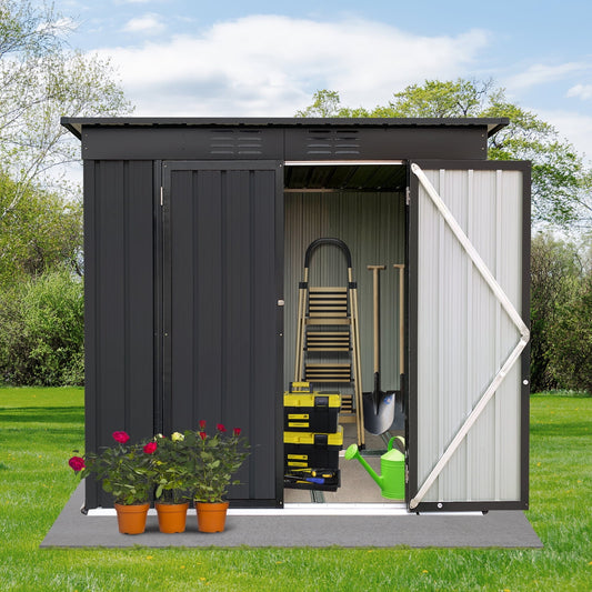 Aurlrtil 4 x 6FT Outdoor Metal Storage Shed for Garden,Lawn Black