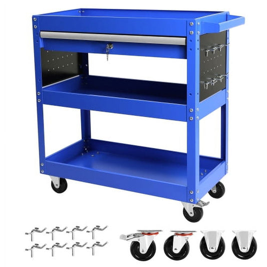 POWANLI Rolling Tool Cart, Premium 1-Drawer Utility Cart, Heavy Duty Industrial Storage Organizer Mechanic Service Cart with Wheels and Locking System