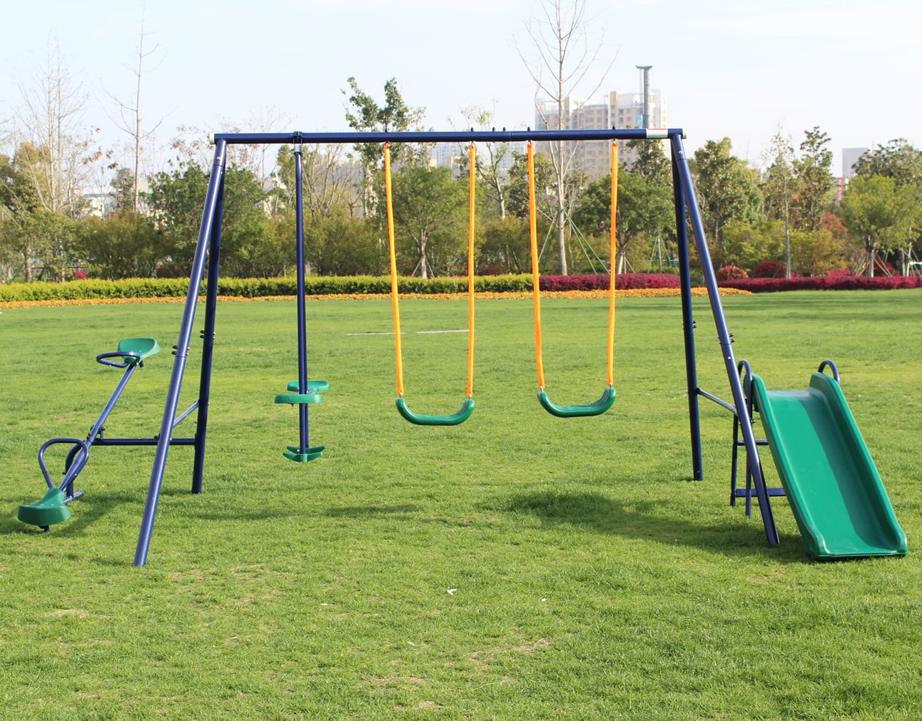 Powanli Metal Swing Set w/ Slide