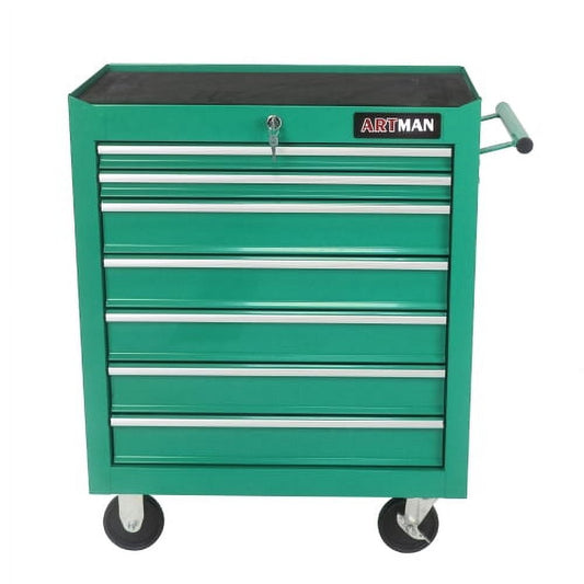 POWANLI 7-Drawer Rolling Tool Chest with Wheels Multifunctional Tool Chest Portable Tool Storage Cabinet with Locking System for Garage Workshop Warehouse Repair Shop