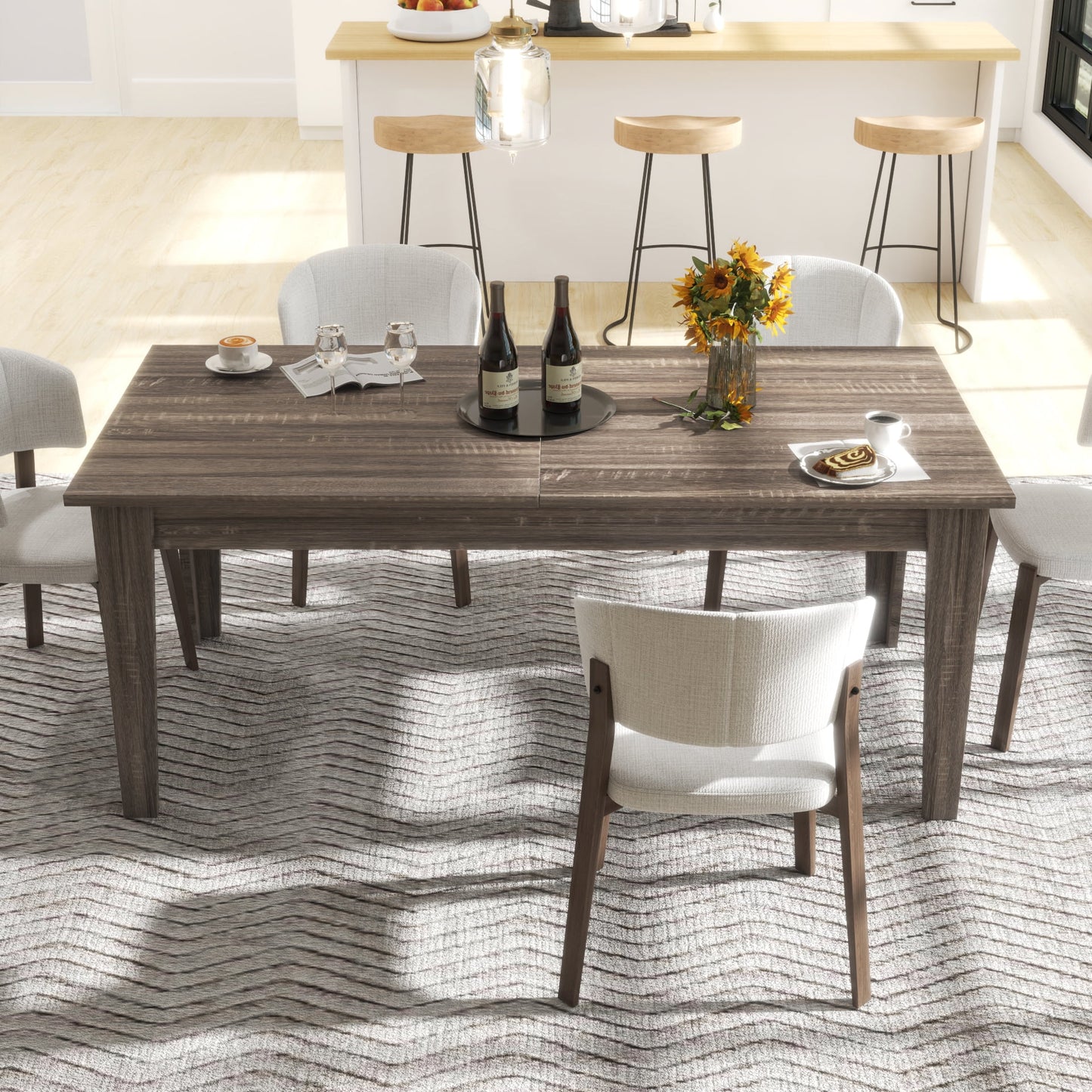 GAKMCIL Multifunctional extendable Dining table for 6-10 People, 106.5"(L) x 35.43"(W) x 30"(H), Up to 106.3" - Easy Assembly, Modern Rectangle Dining table for Living Room&Dining Furniture(Dark Oak)