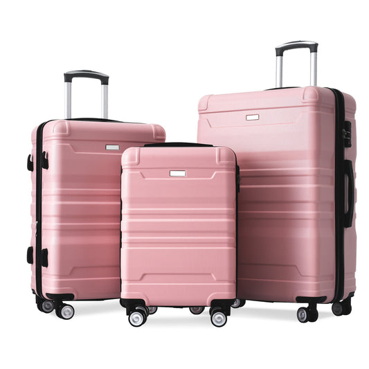 POWANLI 3Pcs Luggage Sets New Model Expandable ABS Hardshell,Luggage Hardside Lightweight Durable Suitcase sets Spinner Wheels Suitcase with TSA Lock 20''24''28''(pink)