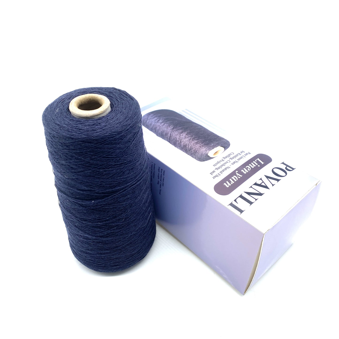 POVANLI Linen Yarn – Natural Fiber for Knitting, Crocheting, and Crafting Projects, 500g, Navy blue