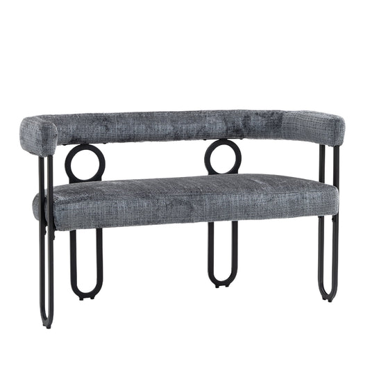 POWANLI Modern Loveseat Sofa, 2 Seater Mini Couch, Chenille Fabric Sofa with Arms and Metal Legs, Bench, Upholstered Love Seat Chairs for Living Room Dining Kitchen Office Studio (Gray Chenille)