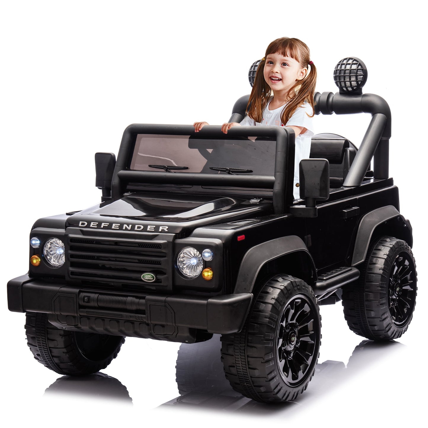 POVANLI Land Rover Defender 90,24V Kids Electric Vehicles Ride on XXL Car W/Parents Control,2wd,Slow start,Two driving modes,3 Speeds,Power display,Bluetooth,USB,MP3,for Children Ages 3-7,Gift(Black)
