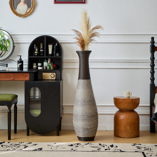 GAKMCIL 40.2-Inch Tall Standing Floor PVC Vase Durable Artificial Rattan Gray&Black Gorgeous Home Decoration Large Classic PVC Vases for Home Living Room, bedrooms and entryways, Gift (Gray)