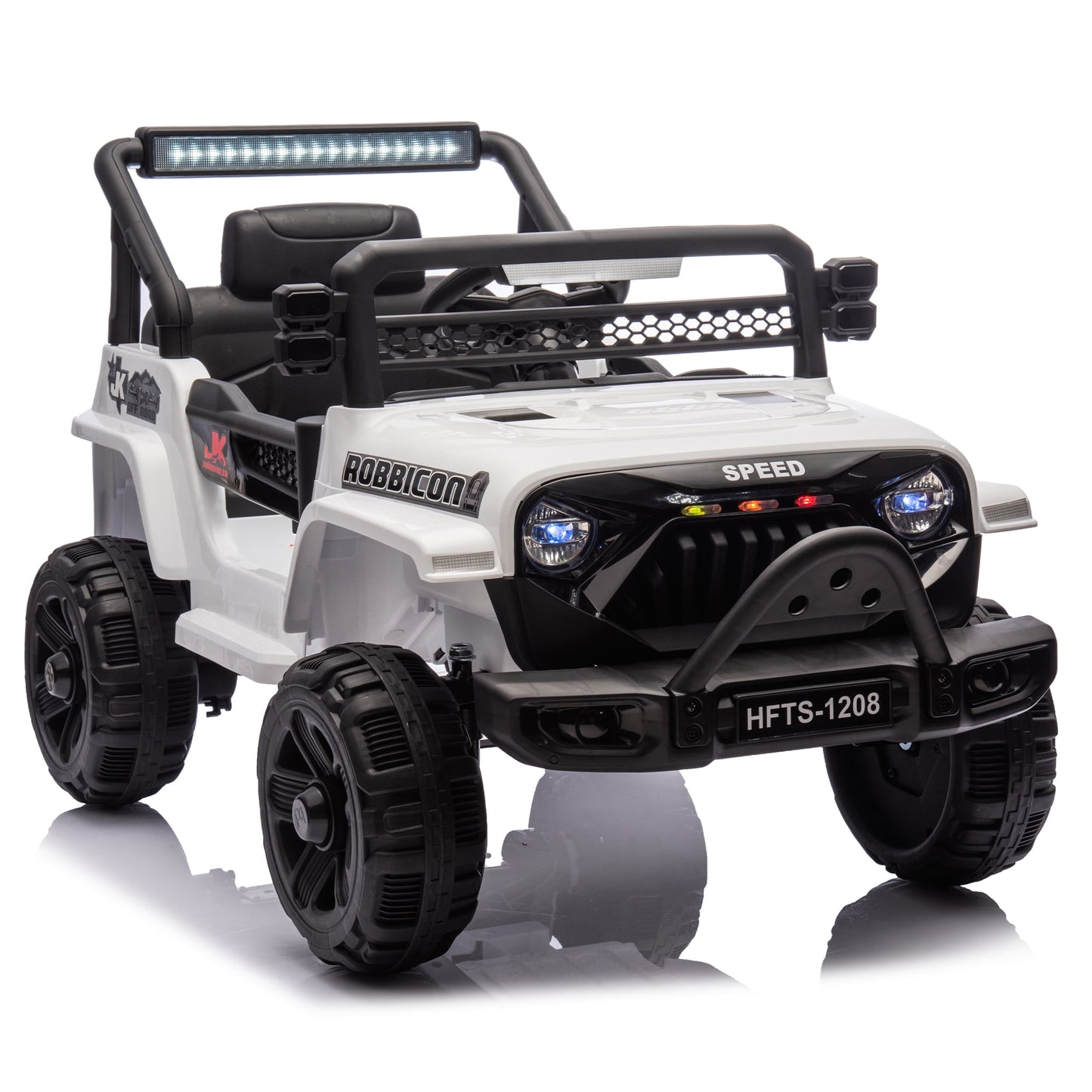 POVANLI 12V Kids Ride On Electric Truck Car W/Parents Control,2WD,Early education function,Adjustable volume,USB,MP3,Bluetooth,Microphone jack,Power display,LED lights for kids aged 1-4(White)
