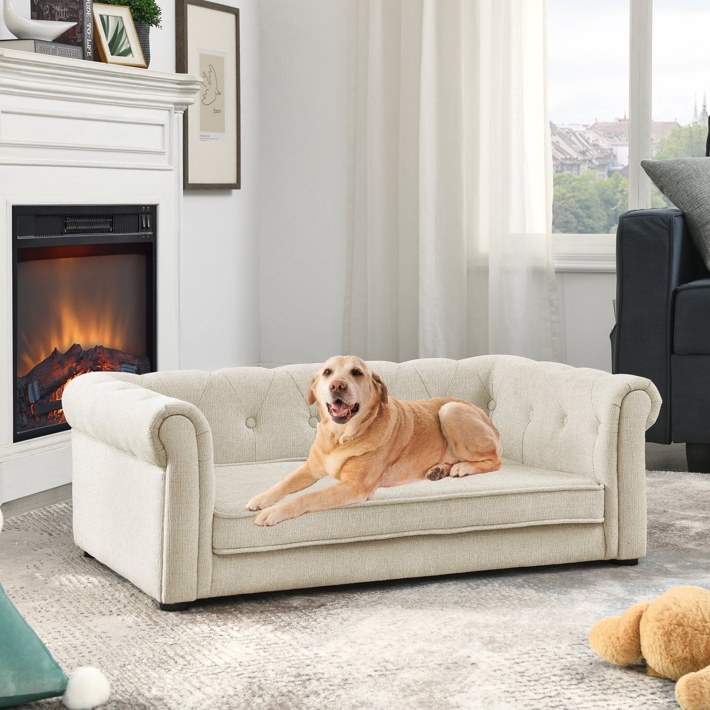 GAKMCIL Sofa Dog Bed-Ultra Comfortable Dog Beds for Medium and Large Dogs,Modern and Stylish Pet Bed/Dog Couch Beige