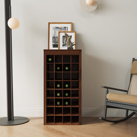 GAKMCIL Stackable Modular Wine Cabinets, Wine Bar Cabinet – 32-Bottle Capacity for Home or Bar – Durable Wooden Structure with Melamine Finish (Walnut Brown) (17.80 L * 15.95"W * 35.43"H)