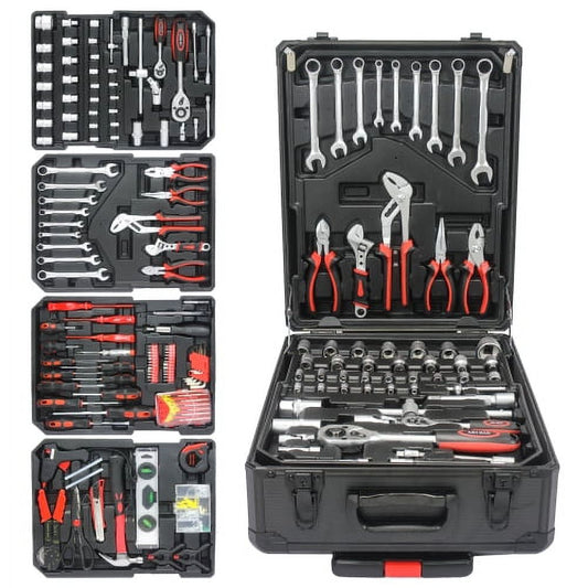 POVANLI 899pcs Home Repair Tool Set Kit,Toolbox Storage Case with 4 Drawers, General Household Tool Kit with Rolling Tool Box Black