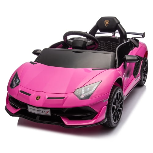 POWANLI 12V Kids Ride On Car with W/Parents Remote Control,Hydraulic pressure door,Slow Start,Early education,Bluetooth,Adjustable Volume,MP3,USB,LED Lights For Kids Aged 3-8 Pink