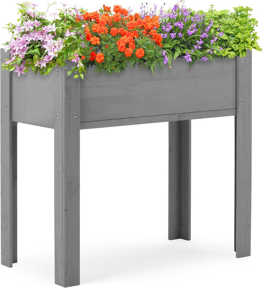 CAMSCH 31''* 31''*16'' Raised Garden Bed with Legs, Elevated Wooden Planter Box, Thick Legs w/Liner for Outdoor Gardening Plants Flowers Fruits Vegetable Herb Growing