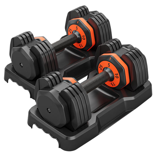 POWANLI 5 in 1 Adjustable Dumbbell Set 25LB Pairs Dumbbell Free Dumbbell Weight Adjust with Anti-Slip Metal Handle, Ideal for Full-Body Home Gym Workouts（25lb*2)