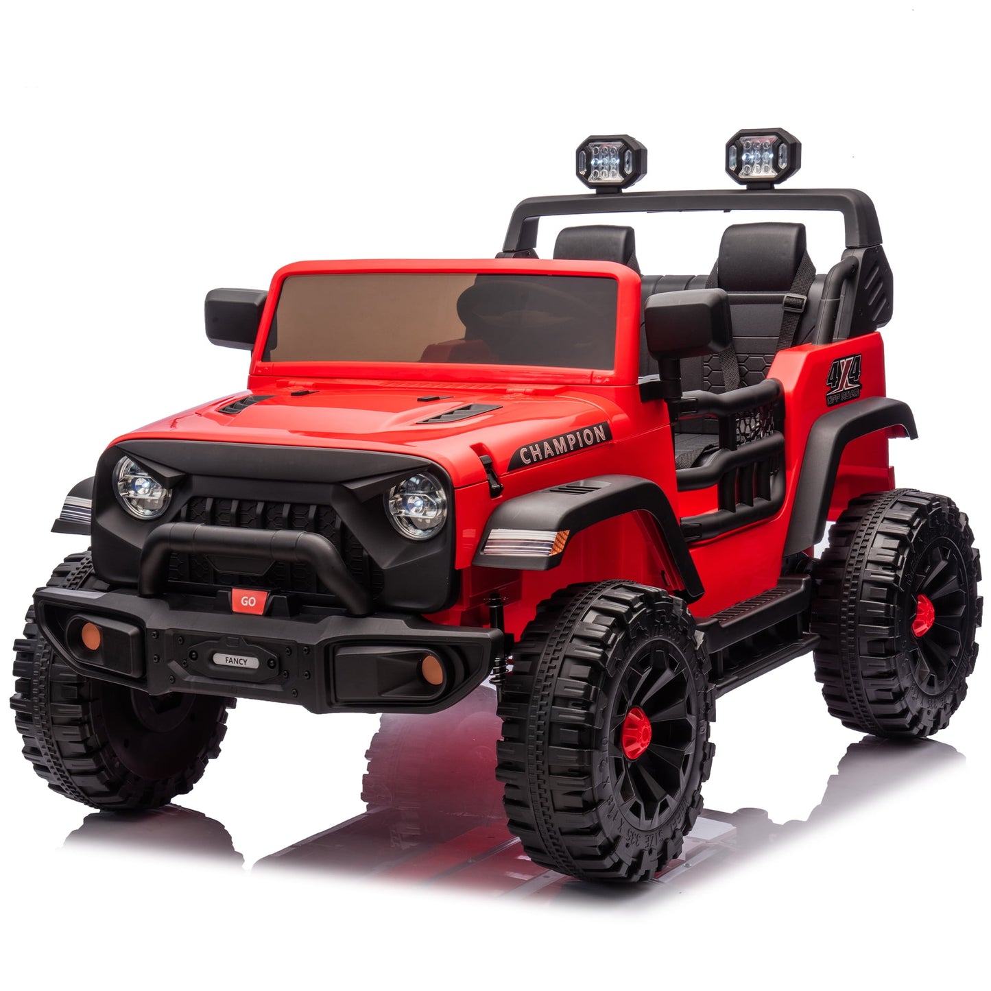 POWANLI 24V 2 Seater Kids Ride on Real Jeep Toy Car W/Parent Remote, Electric Truck w/400W super Moter, Multifunctional Dashboard, 3 Speeds, Max speed 4.35MPH, Bluetooth, Gift for 3-8 Boy&Girl(Red)