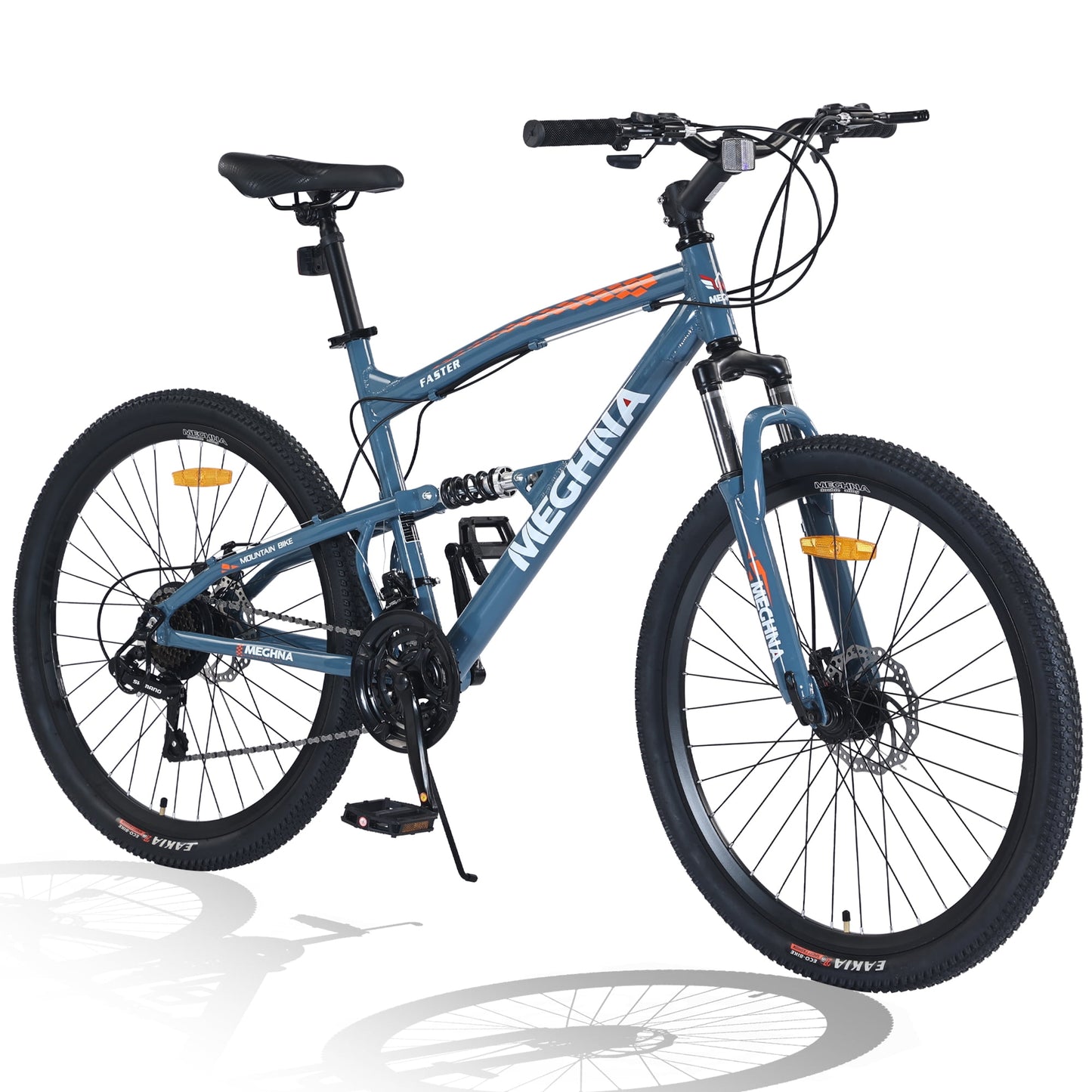 POWANLI 26 inch Mountain Bike 21-Speed Dual Suspension Aluminum Alloy Frame for Boys/Girls/Men/Women,26*2.1 Inflatable rubber tires,85% assembled,Adjustable Seat,Adults ages 14+,Gift(Cyan)