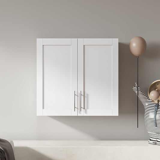 GAKMCIL Stackable Wall Mounted Storage Cabinet(11.81"*31.50"*29.92") with 2 movable partitions, 6 stop height adjustment, Load capacity: 70 kg for Kitchen, Living Room, Dining Room, office, White