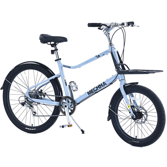 POVANLI 26 Inch Cargo Bike for Women and Men, 7 Speed, Aluminum Alloy Frame, Bicycle Suitable for height 5'4'' - 6'0'' and ages 14 and up, Blue (Gift)