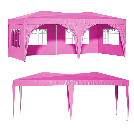 POWANLI 10'x 20'EZ Pop Up Canopy Outdoor Portable Party Folding Tent Gazebo with 6 Sidewalls,Ez Pop Up Outdoor Canopy for Parties with 3 Adjustable Heights,Carry Bag,6 Sand Bags