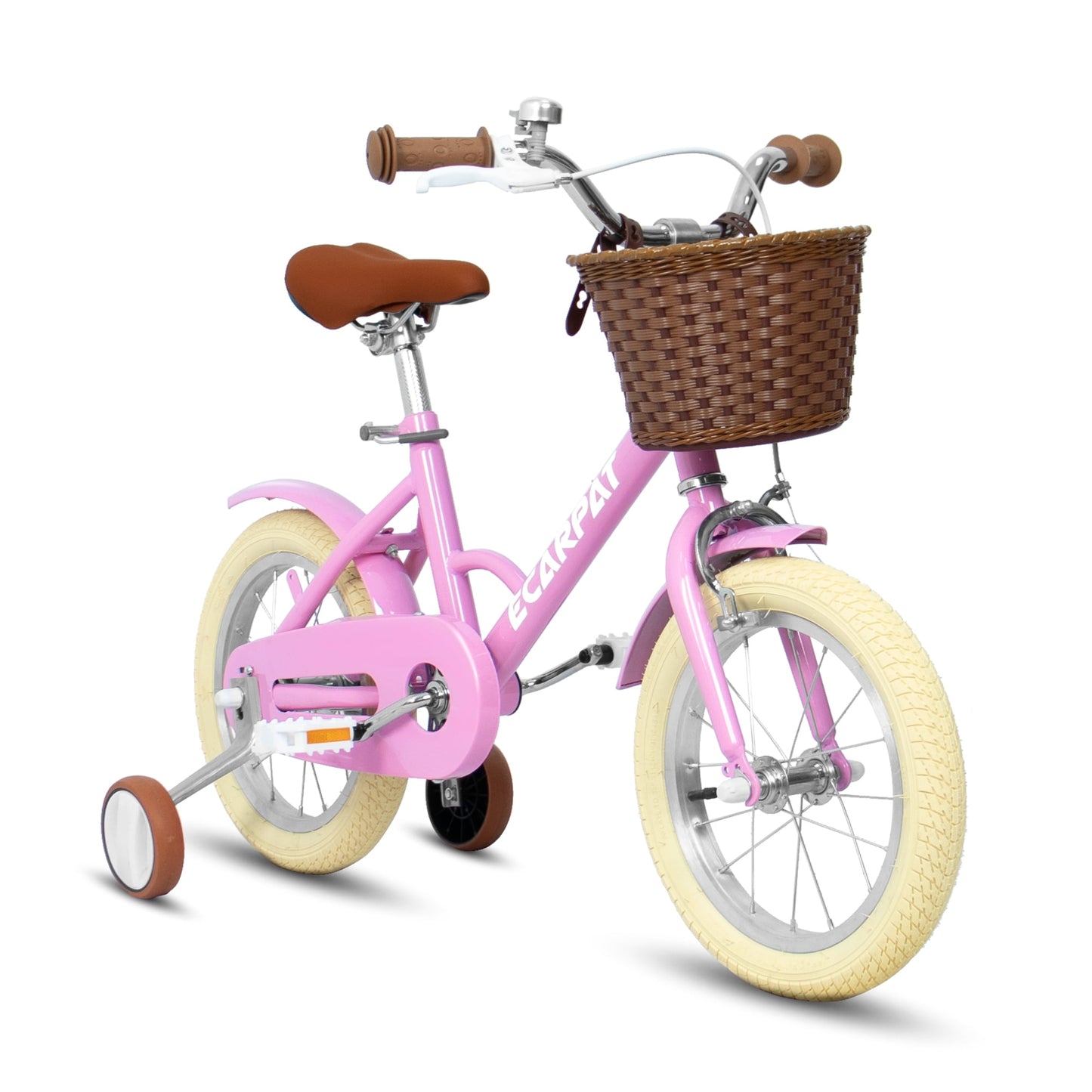 POWANLI 16“ Kids Bike for Boys Girls Ages 4-8 Years, Lightweight Alloy Frame Bicycle, Disc Adjustable Handlebar Training Wheels Pink Purple Color