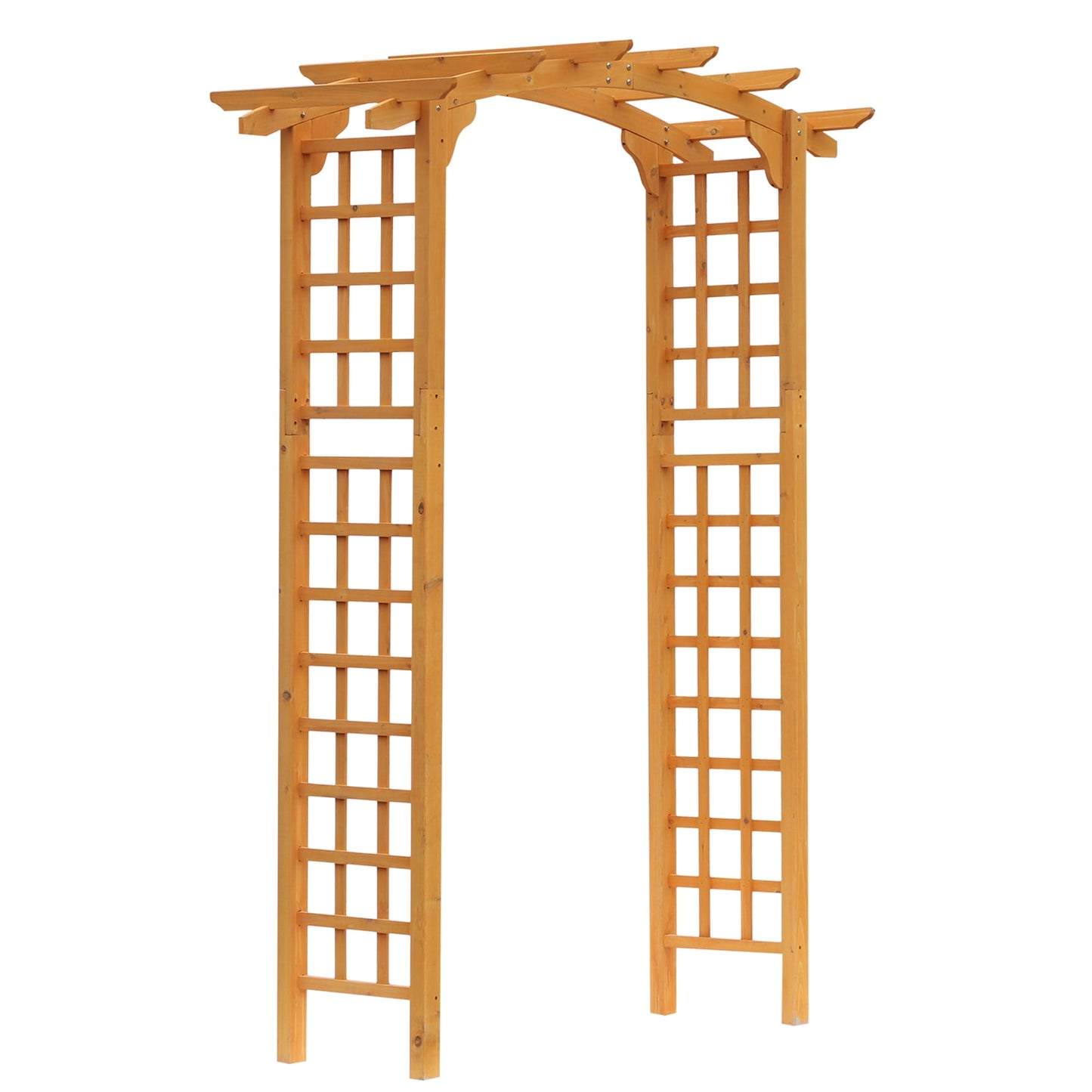 POVANLI 90'' Premium Outdoor Wooden Arbor Arch with Trellis, Arc top, Pergola Arch for Climbing Plants, Wood Garden Yard Lattice, Wedding Arch for Ceremony, 63''(L) x 28.25''(W) x 90''(H)