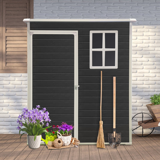 Aurlrtil 5 x 3FT Resin Outdoor Storage Shed Kit-Perfect to Store Patio Furniture,Black