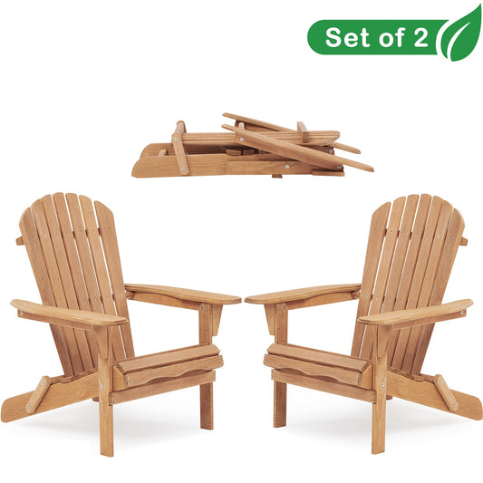GAKMCIL Folding Adirondack Chairs (Set of 2), Solid Cedar, Weather Resistant Weathered Wood, Quick Assembled for Outdoor, Garden, Patio, Patio Seat, Lawn, Backyard Deck, Fire Pit Chairs. Light Brown