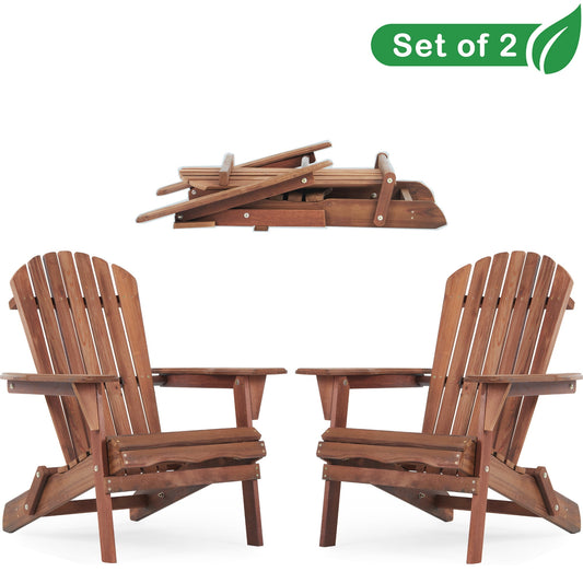 GAKMCIL Folding Adirondack Chairs (Set of 2), Solid Cedar, Weather Resistant Weathered Wood, Quick Assembled for Outdoor, Garden, Patio, Patio Seat, Lawn, Backyard Deck, Fire Pit Chairs.Natural&Brown