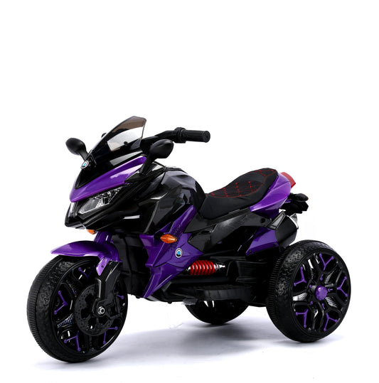 POVANLI 12V 3 Wheels Kids Ride on Motorcycle with Slow Start,Power Display,PU Seat,Training Wheels,Manual Throttle,Lighting Wheels,Bluetooth,USB,MP3,Early Education for Children Aged 3-5,Gift(Purple)
