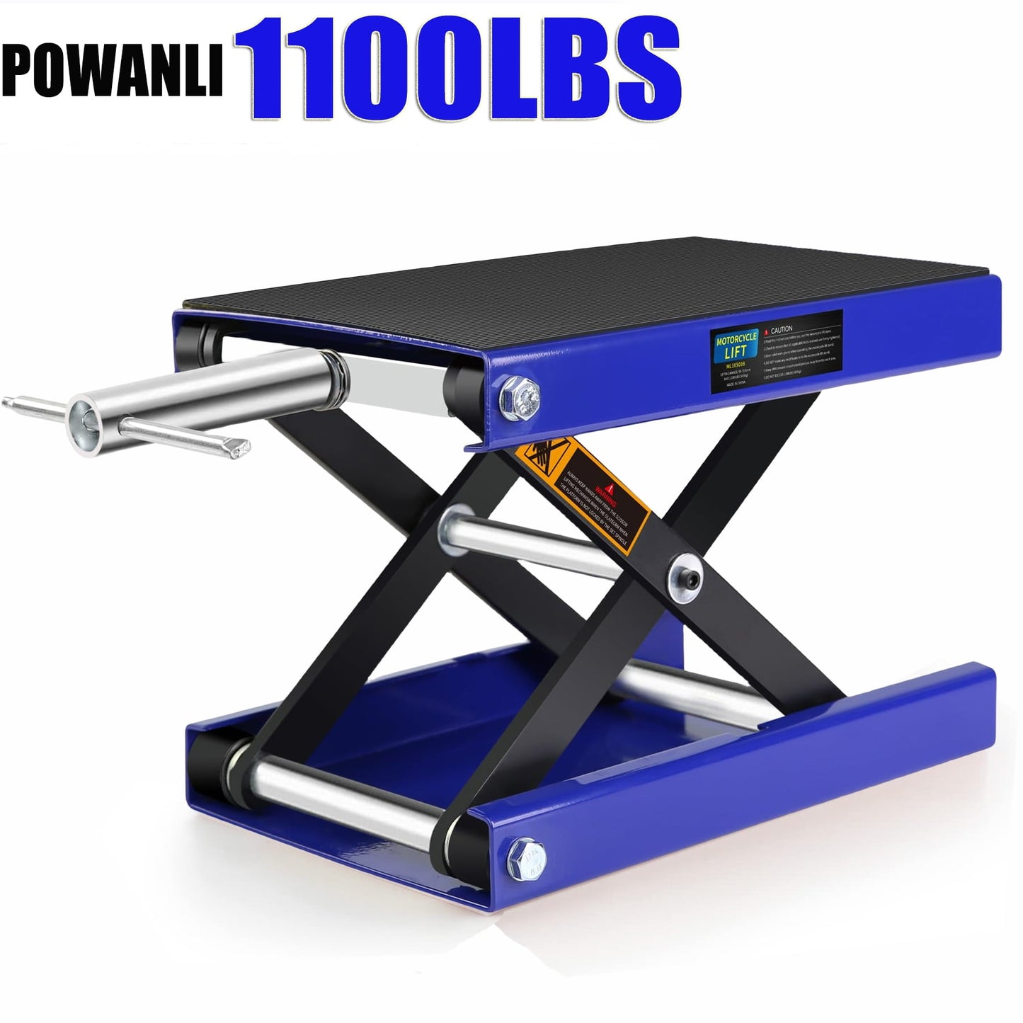 POWANLI 1100lbs Motorcycle Lift, Motorcycle Jack with 16.5" Wide Deck, Motorcycle Scissor Lift Jack with Socket Handle Safety Bar, Motorcycle Stand for Dirt Bike Touring Cruiser