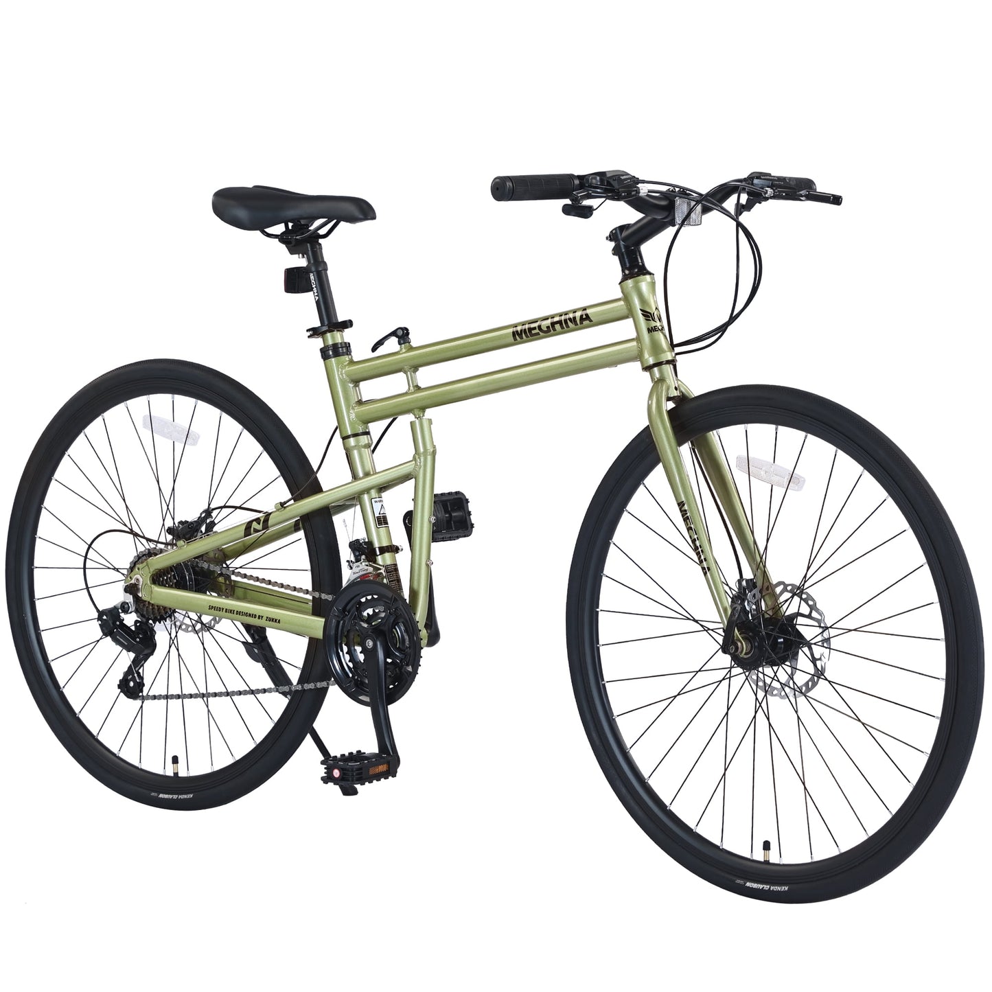 POWANLI 700C Road Bike 21 Speed Folding Hybrid bike Disc Brake For men women's City Bicycle,85% pre-assembled Hybrid Bike, Adults ages 14+, Go to School/Work Commuter City Beach Bicycles,Gift(Green)