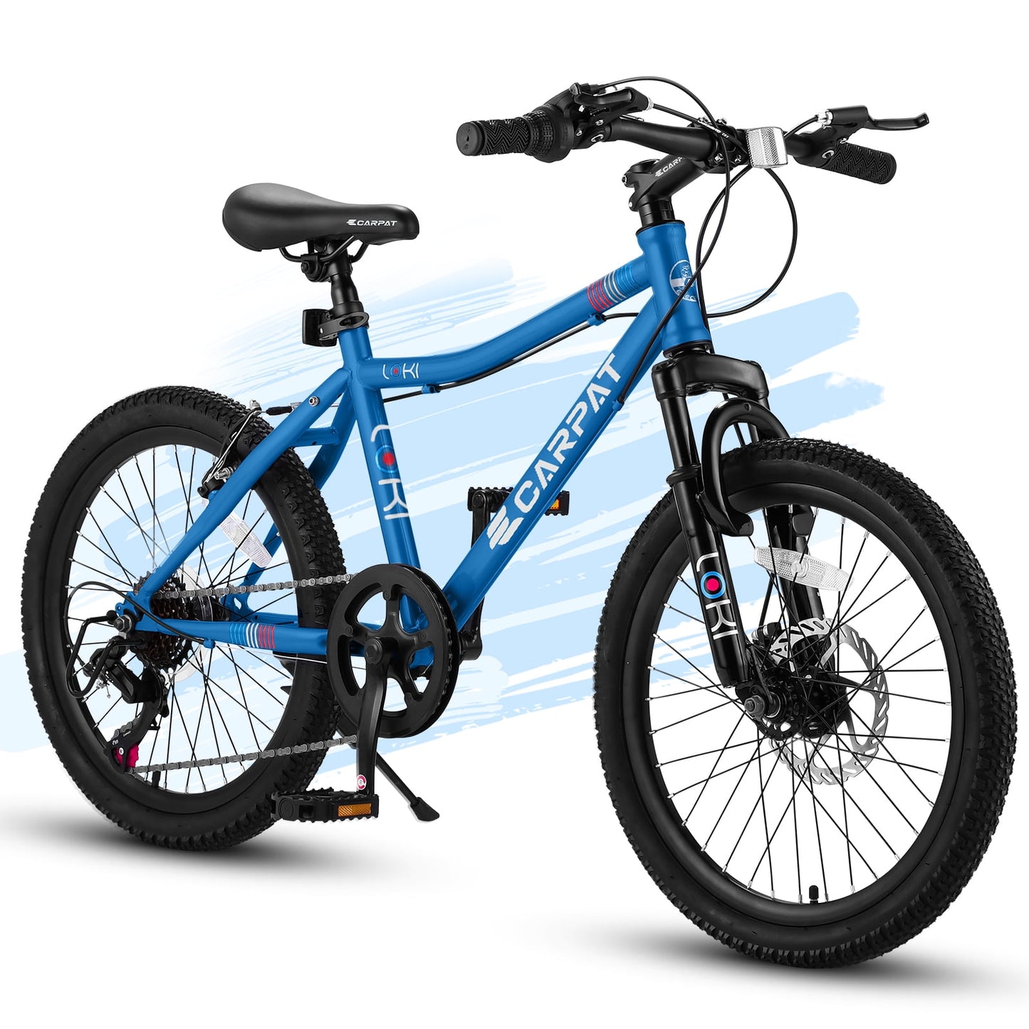 POWANLI 20 Inch Kids Bike, Boys Girls Mountain Bike Ages 8-12, 7 Speed Teenager Children Kids' Bicycles, Front Suspension Disc U Brake, 14 Inch Height Steel Frame