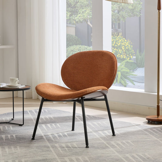 GAKMCIL Mid-Century Modern Fabric Upholstered Shell Accent Single Chairs with Walnut Finish, Comfortable Backrest, Metal and Wood Frame, 350lbs Load for Living Room, Bedroom, 0ffice (Orange)