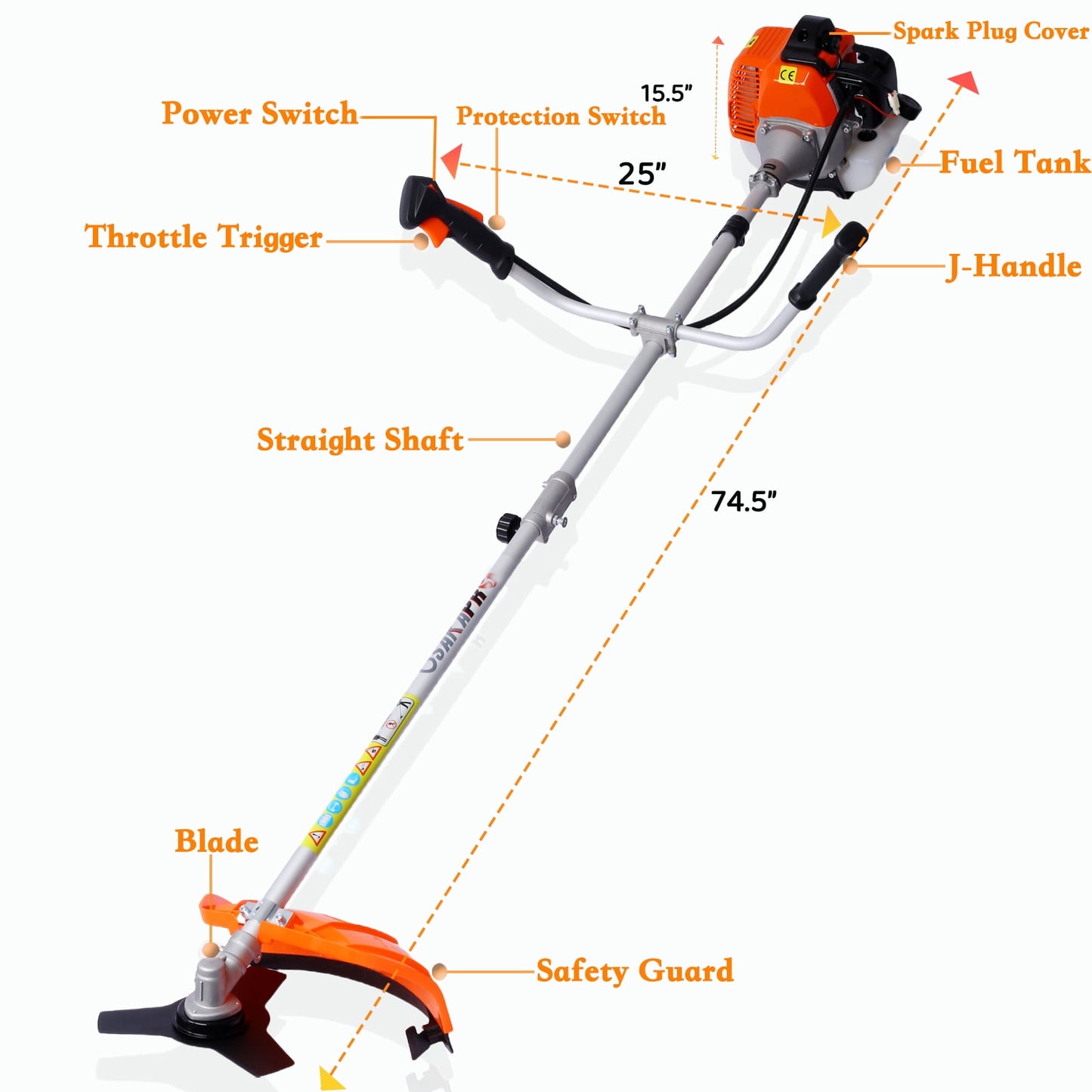 POWANLI 3-In-1 Blower Weed Wacker,52cc Gas Weed Eaters/Weed trimmer,8 inch Weed Wacker Attachments Heads,10" Metal 3T Blade,Rubber Handle,EPA Compliant lawn Mower/String Trimmers