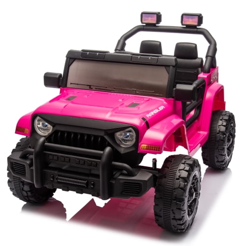 POWANLI 12V Electric Powered Ride on Car for Kids, 2 driving Modes,Kid manual control, W/Parents 2.4G Remote Control, Foot Pedal, USB, MP3, Bluetooth and LED Headlights, Slow start for Kids 3-8, Pink